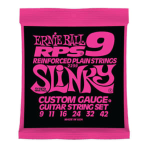 Ernie Ball 2239 RPS-9 Reinforced Plain Strings Super Slinky Electric Guitar Strings, .009 - .042