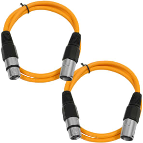 2 Pack of XLR Patch Cables 3 Foot Extension Cords Jumper - Orange and Orange image 2