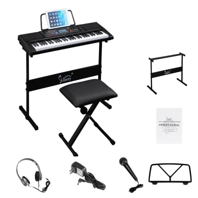 Glarry GEP-104 61 Key Portable Keyboard with Piano Stand, Piano Bench, Built In Speakers, Headphones image 1