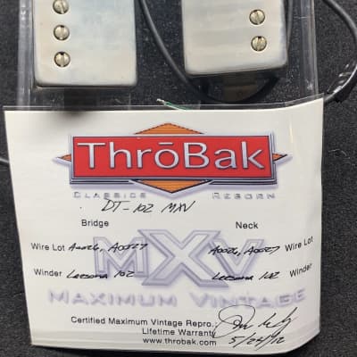 ThroBak DT-102 MXV PAF set with 4 Conductors aged Nickel covers and Jimmy Page-style wiring harness! image 1