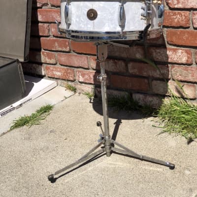 Killer Sounding Gretsch Round Badge Snare Drum, Case & Stand 1950-1969 - White Marine Pearl image 11