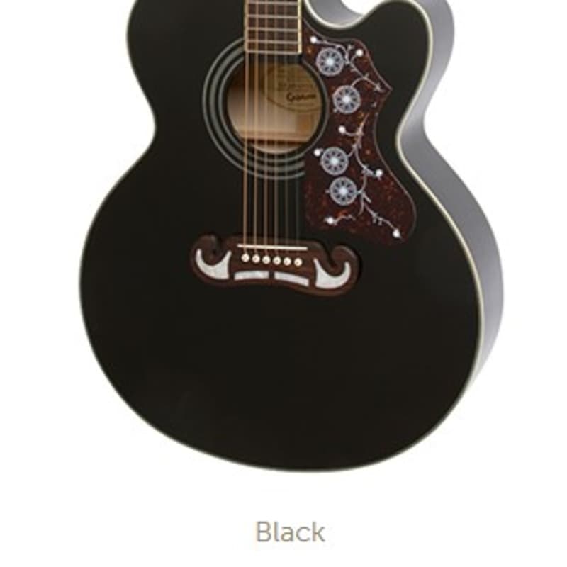 Epiphone J-200EC Studio Electro-Acoustic Guitar, Black | Reverb