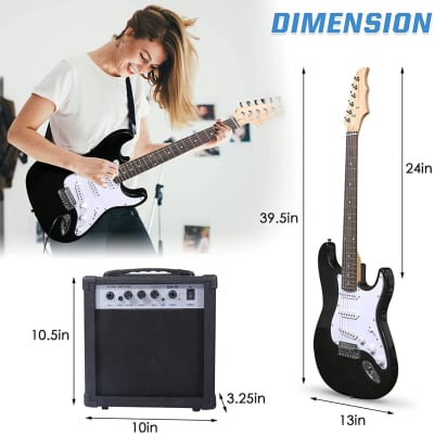 39 Inch Electric Guitar Starter Kit for Teenager and Adult; Full-size Beginner Guitar with 10 W Amplifier image 4