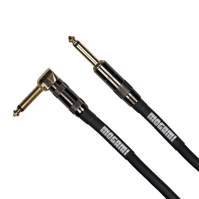 Mogami Platinum Instrument Guitar Cable 1/4" TS Straight to Right-Angle 20 ft image 1