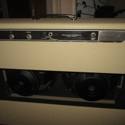 Fender The Twin Brownface 1961 Blonde Best Tremolo(Vibrato) ever. Vintage original tweed op. transformer. JBL's. New cab and hardware. Tilt back legs, brown footswitch Black cover. image 4