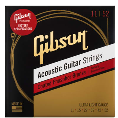 Gibson Coated Phosphor Bronze Acoustic Guitar Strings 11-52 for sale