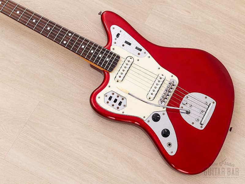 2002 Fender Jaguar ‘62 Vintage Reissue Left-Handed JG66-85L Candy Apple Red + Headstock, Japan CIJ image 1