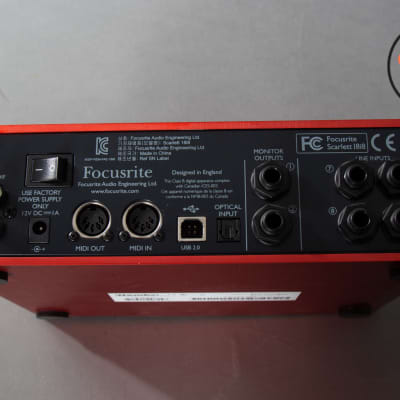 Focusrite Scarlett 18i8 1st Gen USB Audio Interface Red / Black image 3