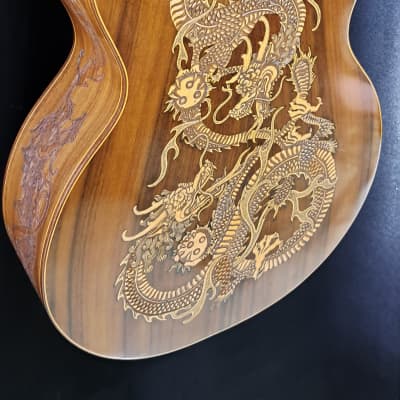Blueberry NEW IN STOCK Handmade Acoustic Guitar Grand Concert Dragon image 19