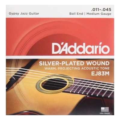 D'Addario EJ83M Gypsy Jazz Acoustic Guitar Strings, Ball End, Medium, 11-45 image 1