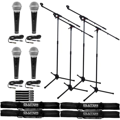 Microphone Boom Stand Clip Holder Foldable Tripod Clutch w Bag, Vocal Mic 4 Pack image 1