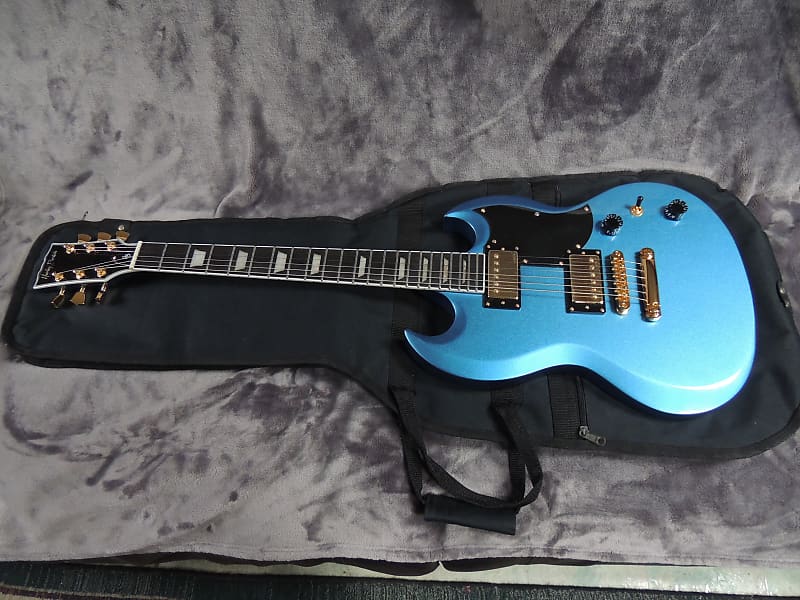 Harley Benton DC-DLX Gotoh SG Pelham Blue. SG guitar. | Reverb