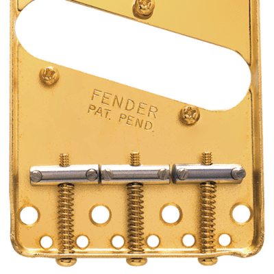 Fender Telecaster Tele Vintage 3-Saddle Bridge Assembly, Gold, 0990806200 image 1