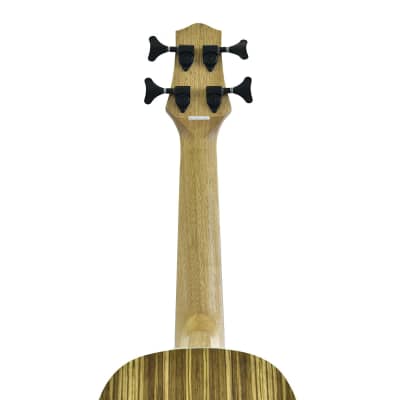 CNZ Audio Acoustic Electric Bass Ukulele - Zebra Wood Body, Tuners & EQ, Off-White Strings image 4