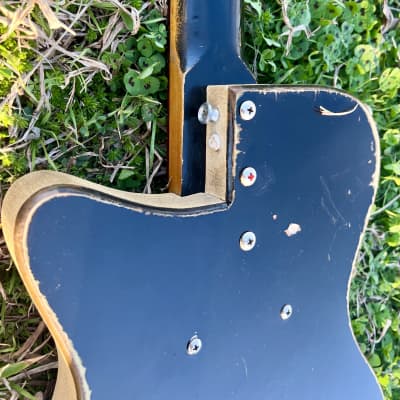1959 Silvertone Model 1444 Danelectro Made Dolphin Nose Bass Guitar Black over Copper image 19