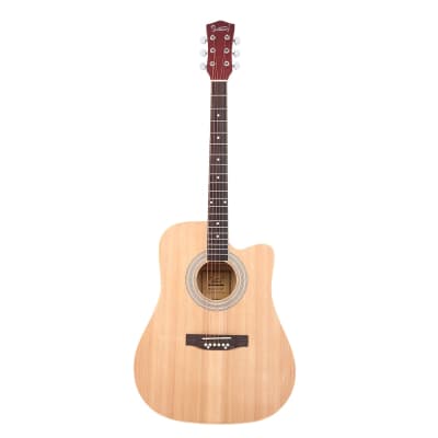 Glarry GT502 41 Inch Matte Cutaway Dreadnought Spruce Front Acoustic Guitar Burlywood image 4