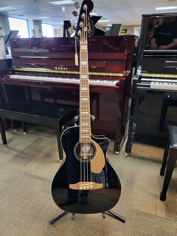 Fender California Series Kingman Bass 4-String Spruce / Mahogany with Walnut Fretboard - Black image 1