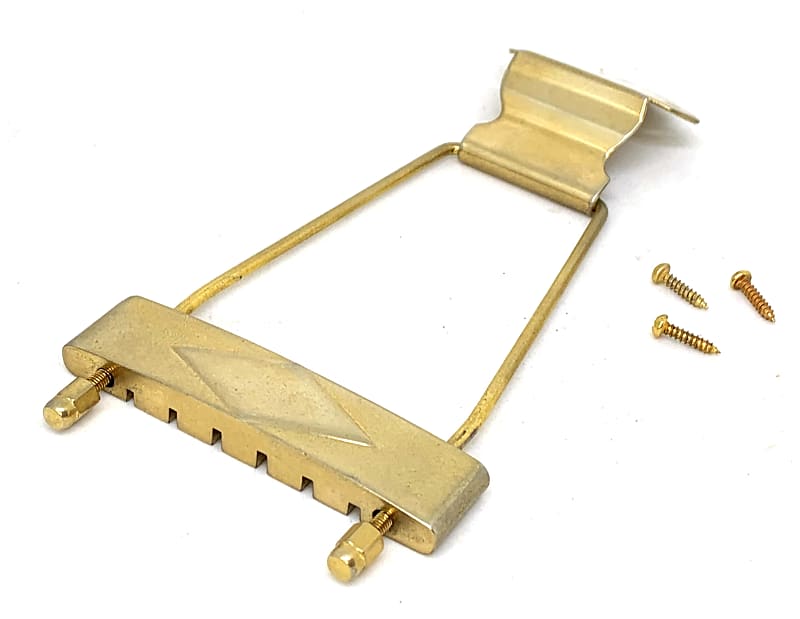 GuitarSlinger Parts Aged Gold Long Diamond Trapeze Tailpiece For Gibson Archtop Guitars L-50 L48 ES- image 1