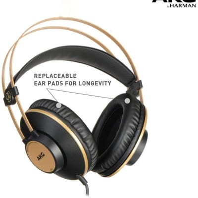 AKG Pro Audio K92 Over-Ear Closed-Back Studio Headphones Black/Gold image 6