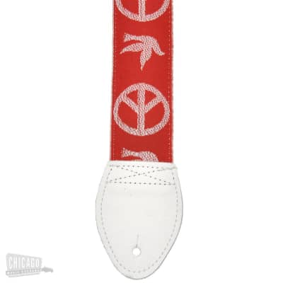 Souldier Guitar Strap - Neil Young Peace Dove Red (White Belt & Ends) image 2
