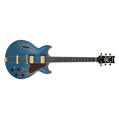 Ibanez AE Series AMH90 Hollow-Body Guitar, Ebony, Prussian Blue Metallic image 1