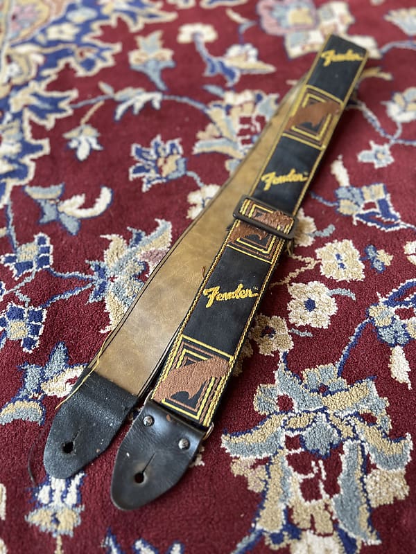 thumbnail: Fender Legacy Monogram Gitaarriem - Zwart/Geel/Bruin 2 Inch