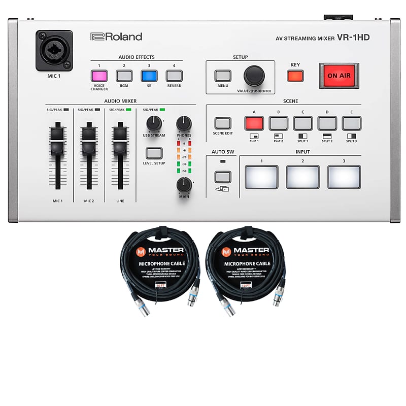 Roland VR-1HD - AV Streaming Mixer, 3 HDMI Inputs, 2 Mic Inputs w/ Cables