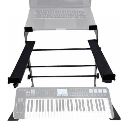 Rockville Dual Shelf Laptop+Controller Stand for Samson Graphite 49 Keyboard