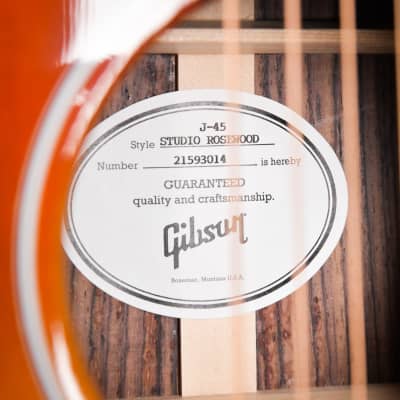Gibson Acoustic J45 / J-45 Studio Rosewood Guitar Rosewood Burst 2023 (21593014) image 13