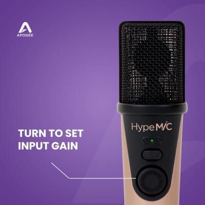 Apogee Hype Mic - USB Microphone with Analogue Compression for Capturing Vocals and Instruments, Streaming, Podcasting, and Gaming, Made in USA, Rose Gold image 8
