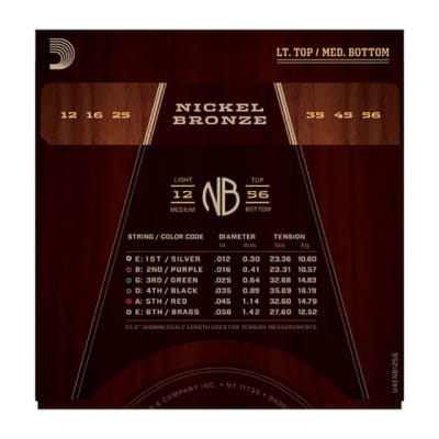 D'Addario NB1256 Nickel Bronze Acoustic Guitar Strings (12-56) image 6