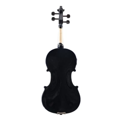 Glarry GV102 4/4 Solid Wood EQ Violin Case Bow Violin Strings Shoulder Rest Electronic Tuner Connecting Wire Cloth 2020s - Black image 14
