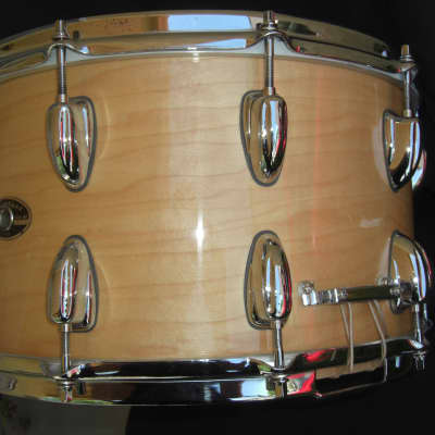 Slingerland 14x8 snare drum 20 lugs, Stick saver hoops 80s/90s - Natural Maple Gloss image 9