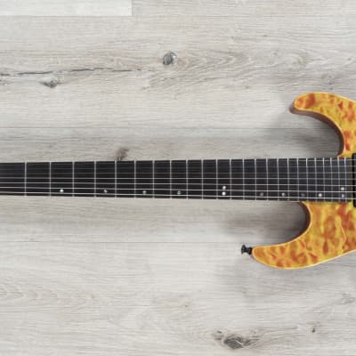 ESP USA M-7 Baritone 7-String Guitar, EMG 81-7XH / 85-7XH, Quilt Crimson Mist image 6