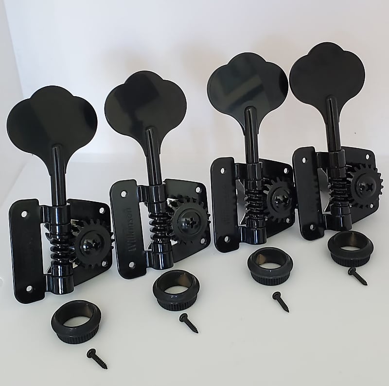 Wilkinson 4 inline J&P Style Black Bass Tuners Reverb