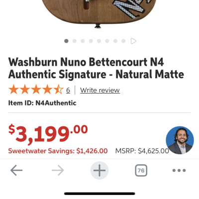 Washburn N4 Authentic Nuno Bettencourt signature USA 2019 Distressed Matte image 6