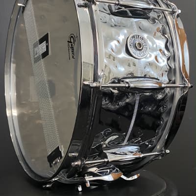 Gretsch GB4164HB 6.5x14" Brooklyn 10-lug Snare Drum - Hammered Chrome Over Brass image 7