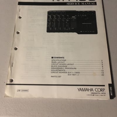 Yamaha  MT100 Multitrack Cassette Recorder Service Manual 1988 image 1
