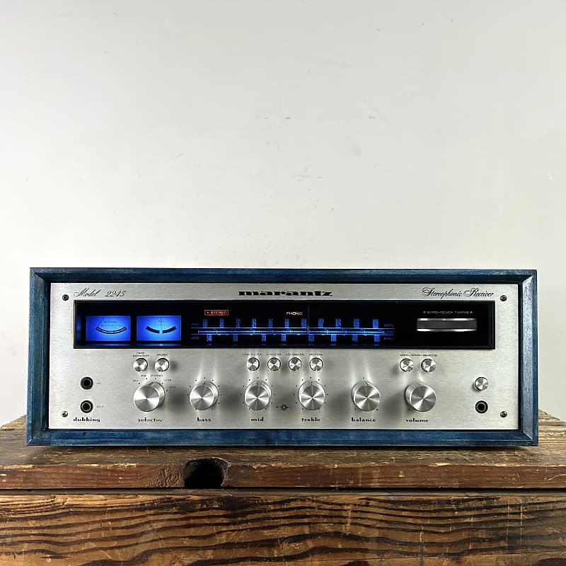 Marantz Model 2245 45-Watt Stereo  Receiver 1970&#039;s - Silver w/ Transparent Blue Custom Wood Case  			