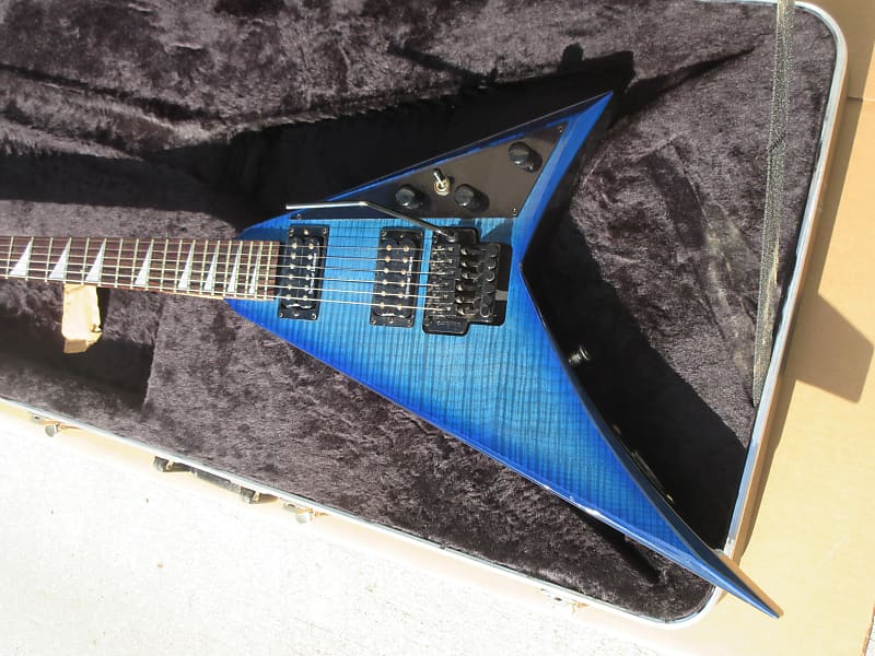 Jackson Randy Rhoads Flying V Blue Burst Flametop Guitar