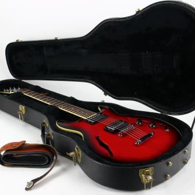 CLEAN! 2000 Hamer USA Newport Pro Black Cherry Burst - Solid Carved Spruce Top, Hollowbody Guitar! image 5