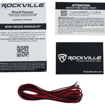 (2) Rockville RockTower 64B Black Home Audio Tower Speakers Passive 4 Ohm image 11