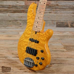 Lakland Deluxe 55-94 5-String Bass Quilted Top  Amber USED image 2