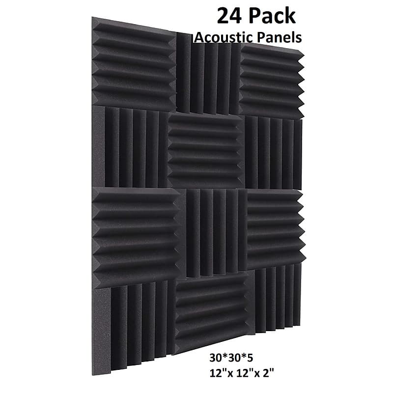 24 Pack Acoustic Panels Studio Foam Wedges 2" X 12" X 12" Sound-Proofing, Sound Absorption 24 PCS image 1