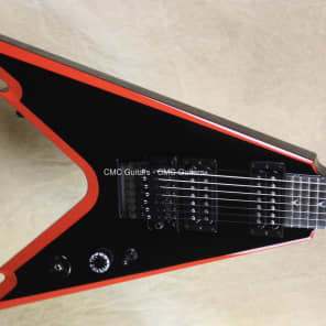 Dean USA Custom Shop Razorback V 7 String Black Red Bevel