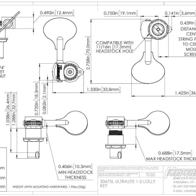 Hipshot HB6 Ultralight 1/2 Inch Bass Tuner