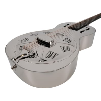 Recording King RM-993 Metal Body Parlor Resonator Acoustic Guitar Nickel Plated image 5