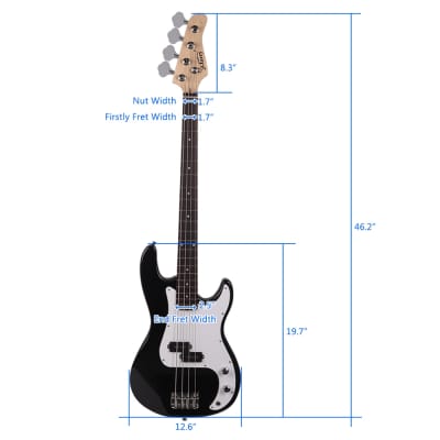 Glarry Black GP Electric Bass Guitar + 20W Amplifier image 9