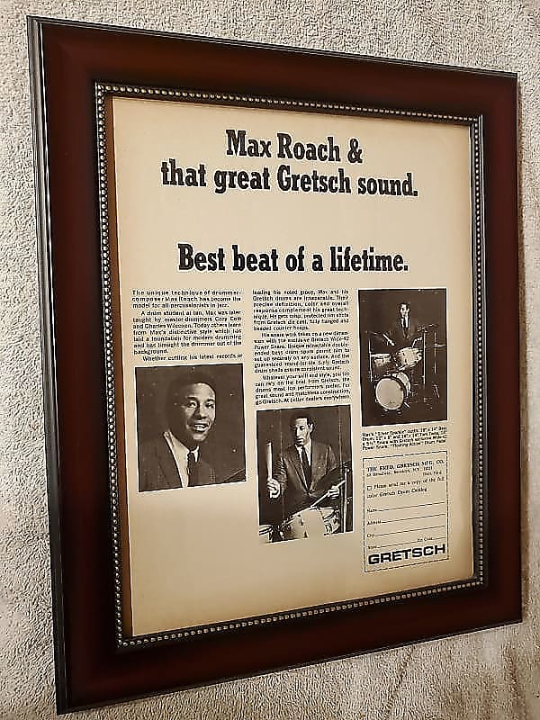 1965 Gretsch Drums Promotional Ad Framed Max Roach Original image 1