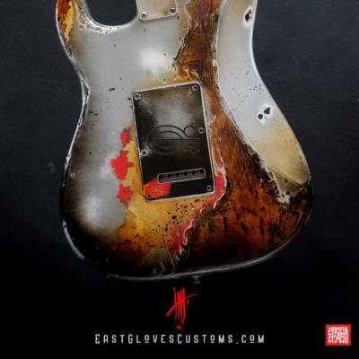 Fender Stratocaster Metallic Silver Gray/Gold Leaf Heavy Aged Relic by East Gloves Customs image 13